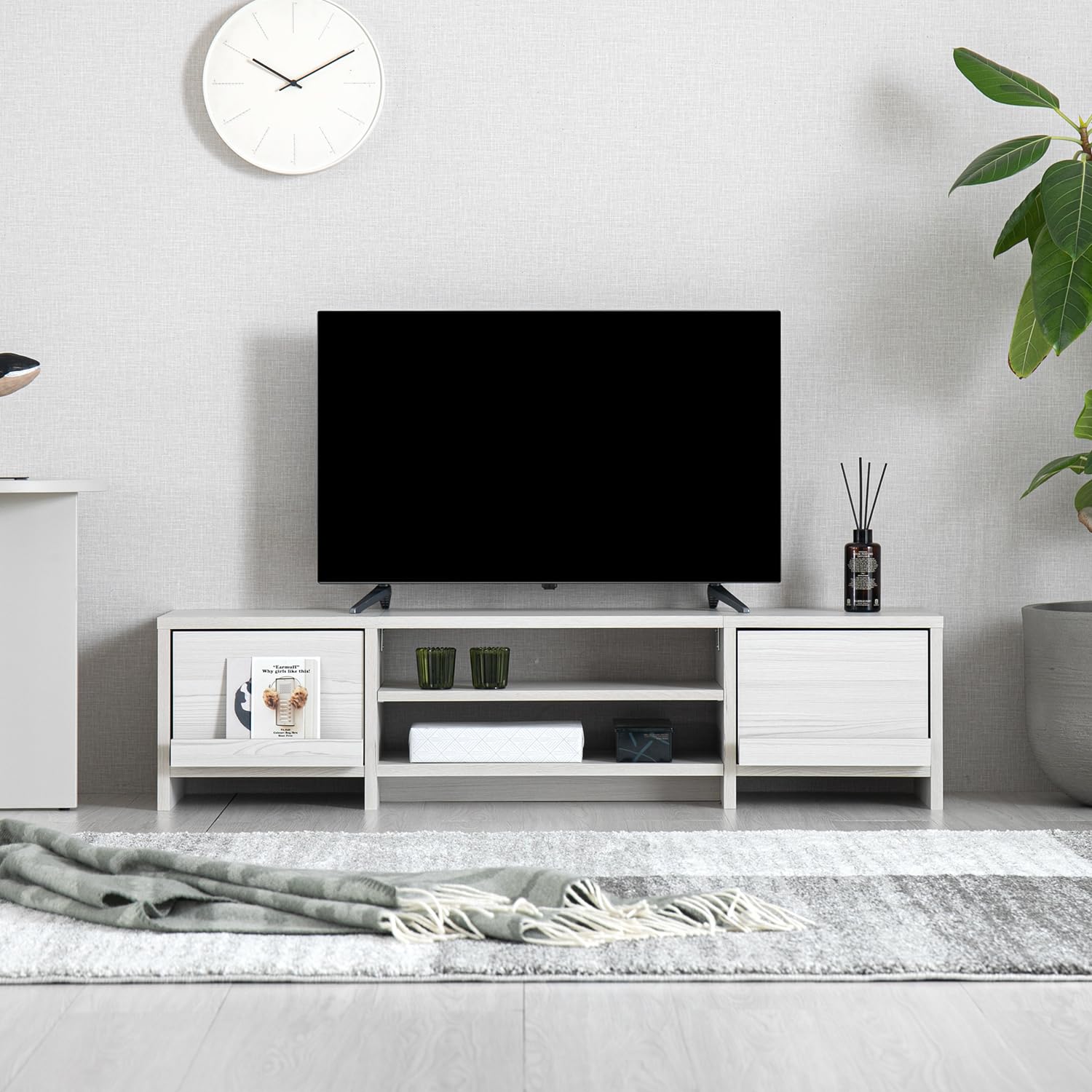 Amazon｜モダンデコ テレビ台 32-50型 対応 120cm幅 ホワイト